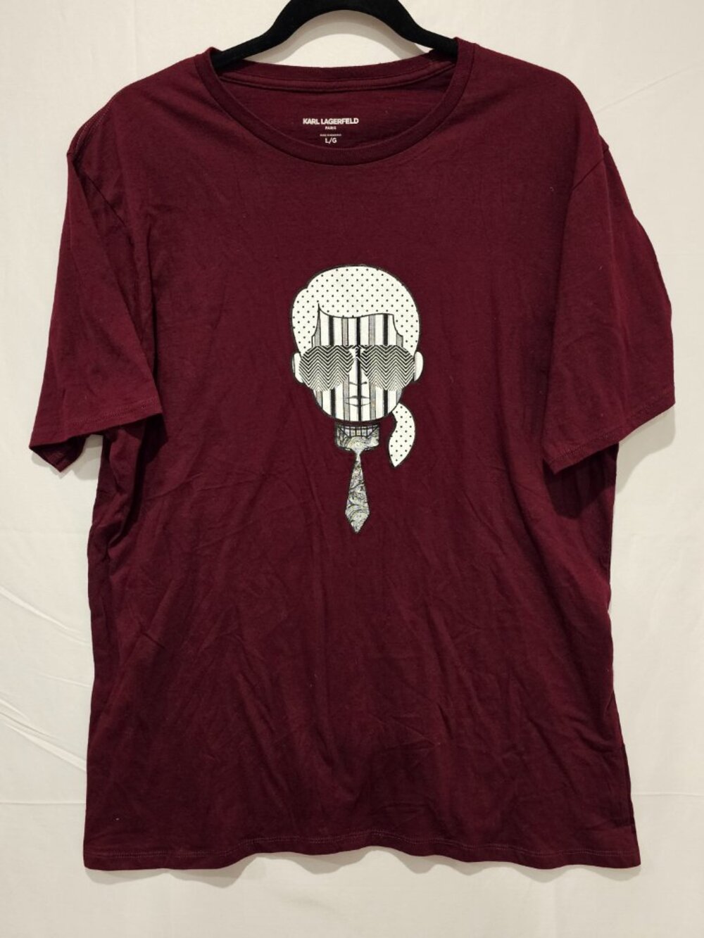Karl Lagerfeld Iconic Logo Shirt Men's Large Burgundy Crewneck Sunglasses